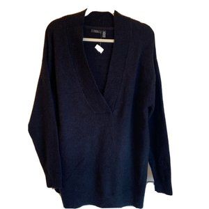 RDI NEW Size Medium Deep V-Neck Tunic Sweater Black Knit Pullover Womens